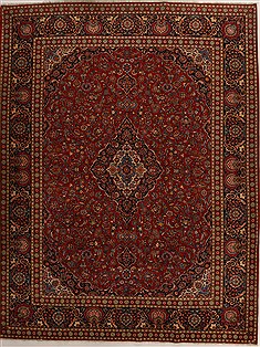Persian Kashan Red Rectangle 10x13 ft Wool Carpet 14260
