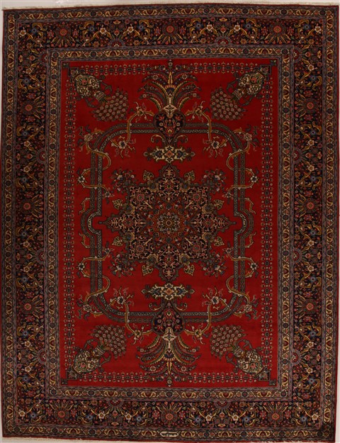 Tabriz Red Hand Knotted 99 X 129 Area Rug 251-14268 Image 0
