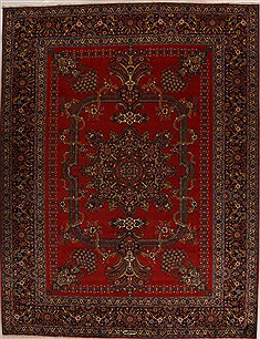 Persian Tabriz Red Rectangle 10x13 ft Wool Carpet 14268