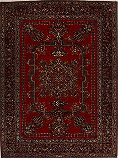 Persian Tabriz Red Rectangle 9x13 ft Wool Carpet 14269