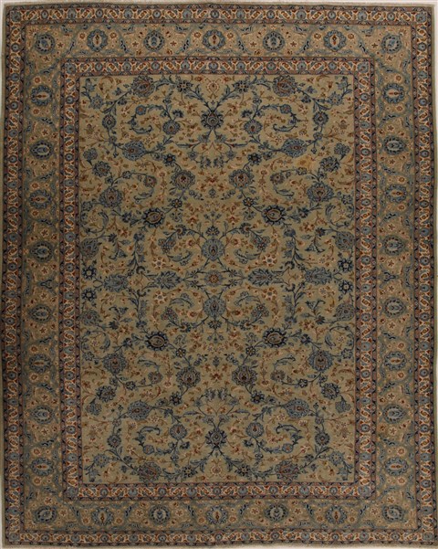 Kashan Green Hand Knotted 911 X 127 Area Rug 251-14273 Image 0