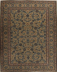 Persian Kashan Green Rectangle 10x13 ft Wool Carpet 14273