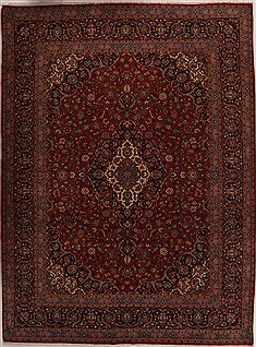 Kashan Red Hand Knotted 9'10" X 13'3"  Area Rug 251-14281