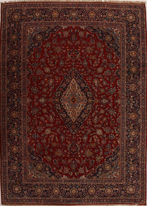 Kashan Red Hand Knotted 100 X 139  Area Rug 251-14287 Image 0