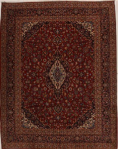 Kashan Red Hand Knotted 9'8" X 12'5"  Area Rug 251-14292