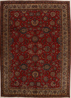 Persian Kashan Red Rectangle 9x13 ft Wool Carpet 14300