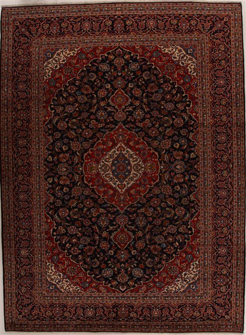 Kashan Blue Hand Knotted 910 X 133 Area Rug 251-14305 Image 0