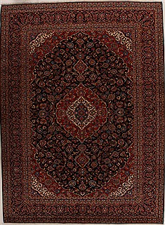 Persian Kashan Blue Rectangle 10x13 ft Wool Carpet 14305