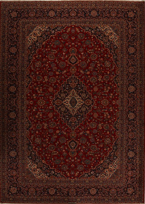 Kashan Red Hand Knotted 104 X 141  Area Rug 251-14306 Image 0