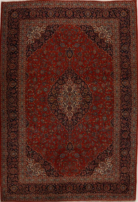 Kashan Red Hand Knotted 96 X 141  Area Rug 251-14307 Image 0