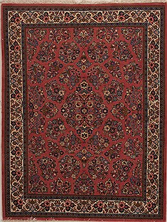 Persian sarouk Red Rectangle 5x7 ft Wool Carpet 14321