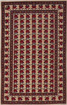 Persian Floral Beige Rectangle 5x7 ft Wool Carpet 14323