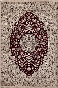 Persian Nain Red Rectangle 5x7 ft Wool Carpet 14366
