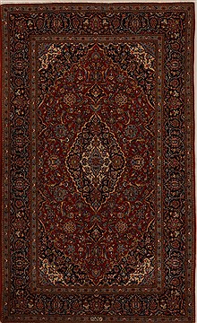 Persian Kashan Red Rectangle 5x8 ft Wool Carpet 14369