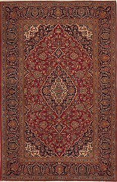 Persian Kashan Red Rectangle 5x7 ft Wool Carpet 14371