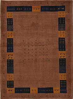 Persian Gabbeh Brown Rectangle 5x7 ft Wool Carpet 14372