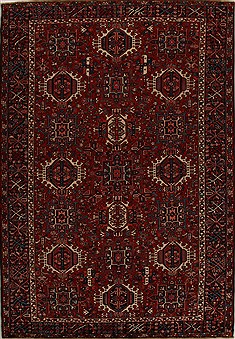 Karajeh Red Hand Knotted 7'10" X 11'4"  Area Rug 251-14381