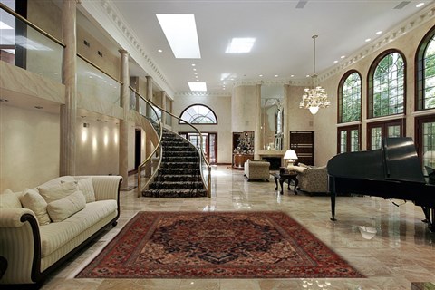 Heriz Blue Hand Knotted 82 X 108 Area Rug 251-14384 Image 1