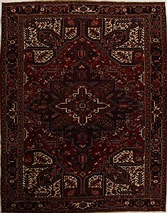 Persian Heriz Red Rectangle 8x11 ft Wool Carpet 14386
