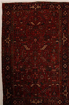 Persian Heriz Red Rectangle 8x11 ft Wool Carpet 14387