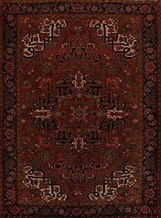 Persian Heriz Red Rectangle 8x10 ft Wool Carpet 14391