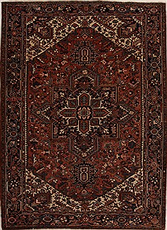 Persian Heriz Red Rectangle 8x11 ft Wool Carpet 14398