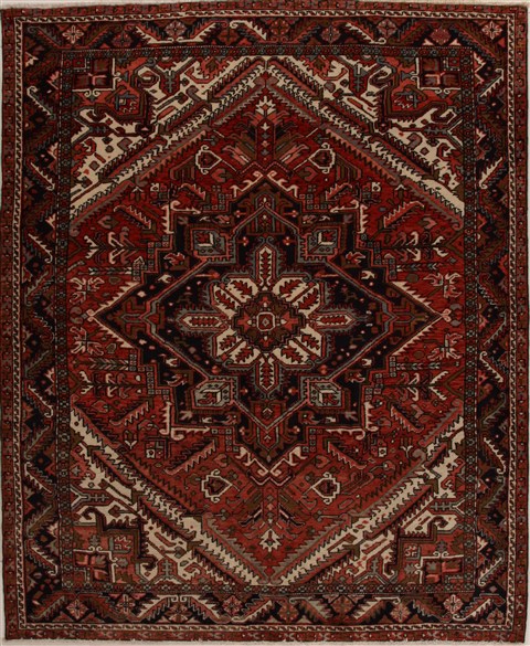 Heriz Red Hand Knotted 84 X 103 Area Rug 251-14401 Image 0