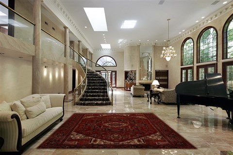 Heriz Red Hand Knotted 87 X 118 Area Rug 251-14405 Image 1