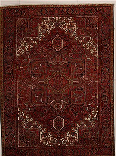 Persian Heriz Red Rectangle 8x11 ft Wool Carpet 14409