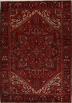 Persian Heriz Red Rectangle 8x11 ft Wool Carpet 14417