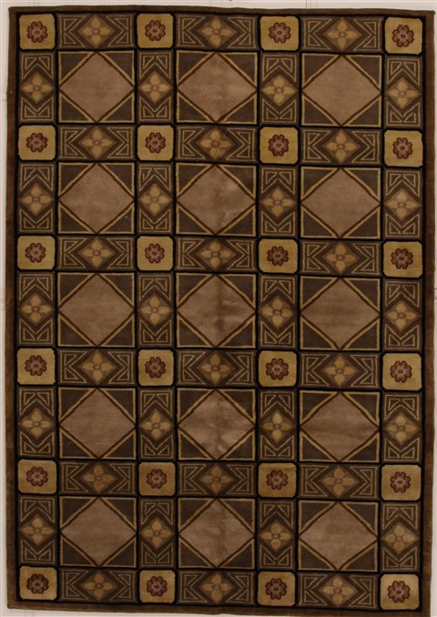 Modern Brown Hand Knotted 62 X 89 Area Rug 251-14439 Image 0