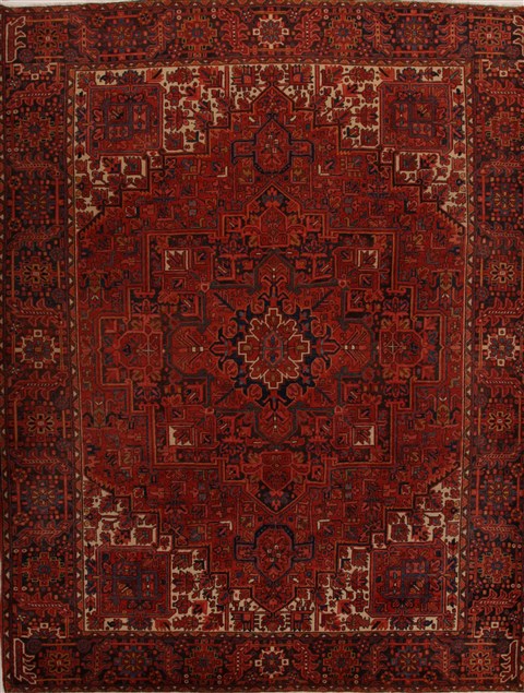 Heriz Red Hand Knotted 103 X 133 Area Rug 251-14451 Image 0
