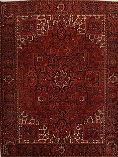 Persian Heriz Red Rectangle 10x13 ft Wool Carpet 14451
