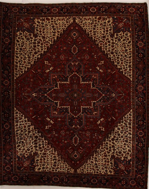 Heriz Red Hand Knotted 104 X 128 Area Rug 251-14459 Image 0