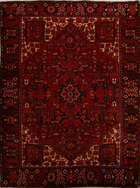 Heriz Red Hand Knotted 104 X 135 Area Rug 251-14472 Image 0