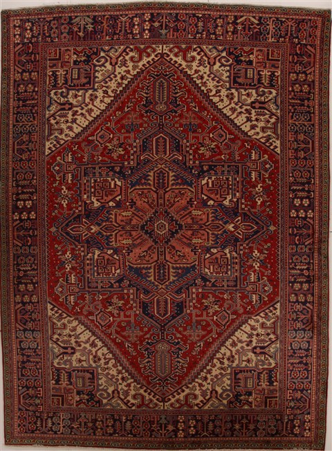 Heriz Red Hand Knotted 95 X 1210  Area Rug 251-14476 Image 0