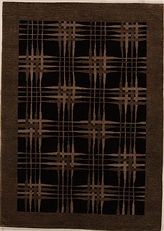 Pakistani Pishavar Black Rectangle 5x7 ft Wool Carpet 14485