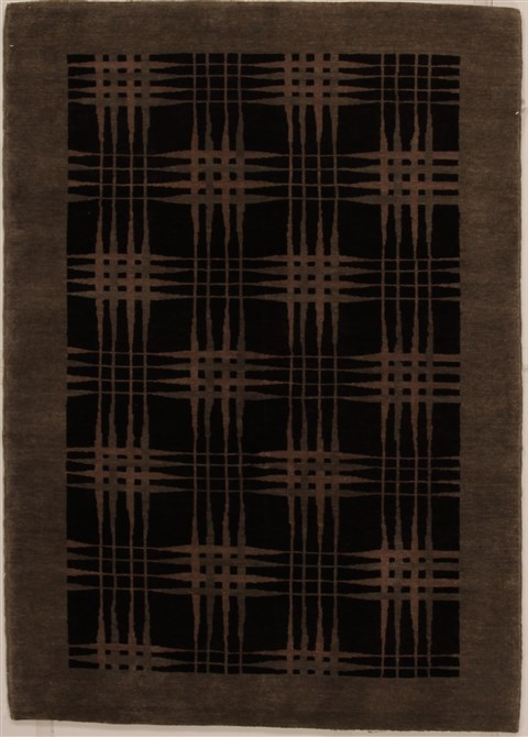 Pishavar Black Hand Knotted 48 X 67 Area Rug 251-14486 Image 0