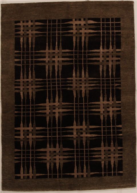 Pishavar Black Hand Knotted 48 X 64  Area Rug 251-14493 Image 0