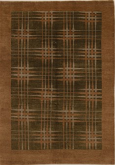 Pishavar Green Hand Knotted 4'7" X 6'6"  Area Rug 251-14499