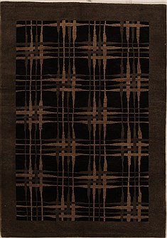 Pakistani Pishavar Black Rectangle 5x7 ft Wool Carpet 14500