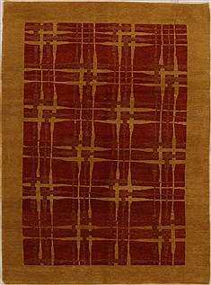 Pakistani Pishavar Red Rectangle 5x7 ft Wool Carpet 14502