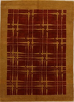 Pakistani Pishavar Red Rectangle 5x7 ft Wool Carpet 14504