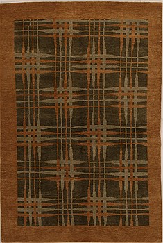 Pakistani Pishavar Green Rectangle 5x7 ft Wool Carpet 14505