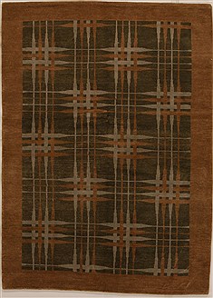 Pishavar Green Hand Knotted 4'8" X 6'5"  Area Rug 251-14508