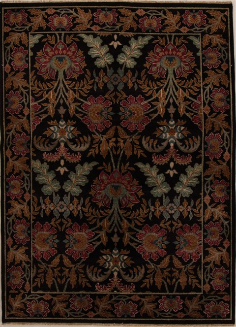 Agra Black Hand Knotted 51 X 70 Area Rug 251-14514 Image 0