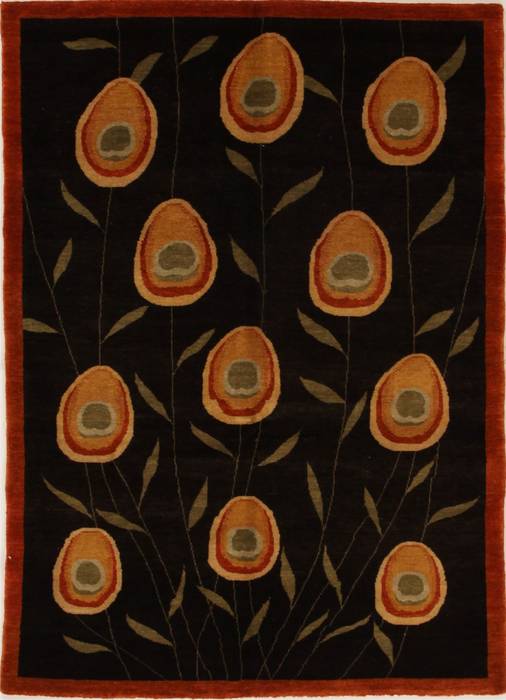 Pishavar Black Hand Knotted 47 X 66  Area Rug 251-14516 Image 0