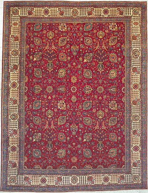 Tabriz Red Hand Knotted 112 X 145  Area Rug 100-14705 Image 0