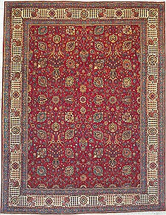 Persian Tabriz Red Rectangle 10x14 ft Wool Carpet 14705
