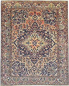 Persian Bakhtiar Blue Rectangle 10x12 ft Wool Carpet 14706